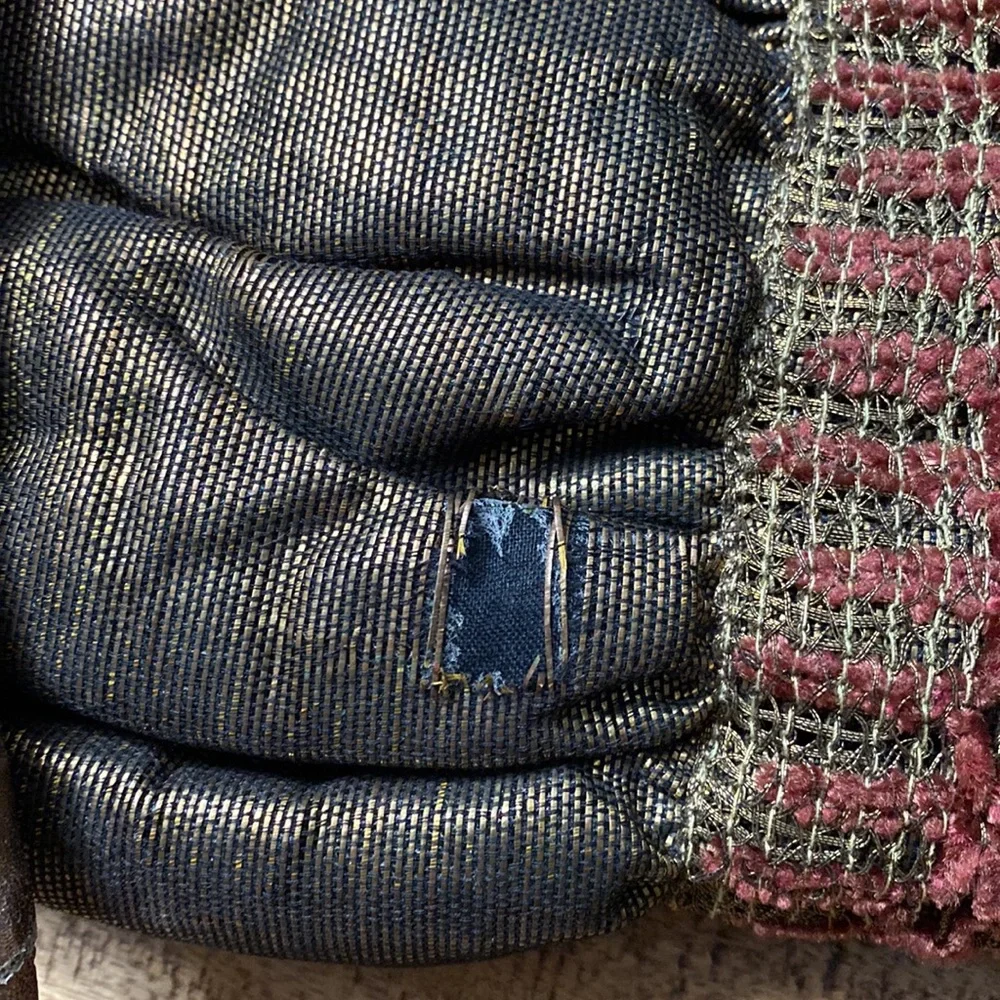 Rose Aronin for Roseeni vintage futuristic quilted gold leather woven shoulder - Picture 7 of 10